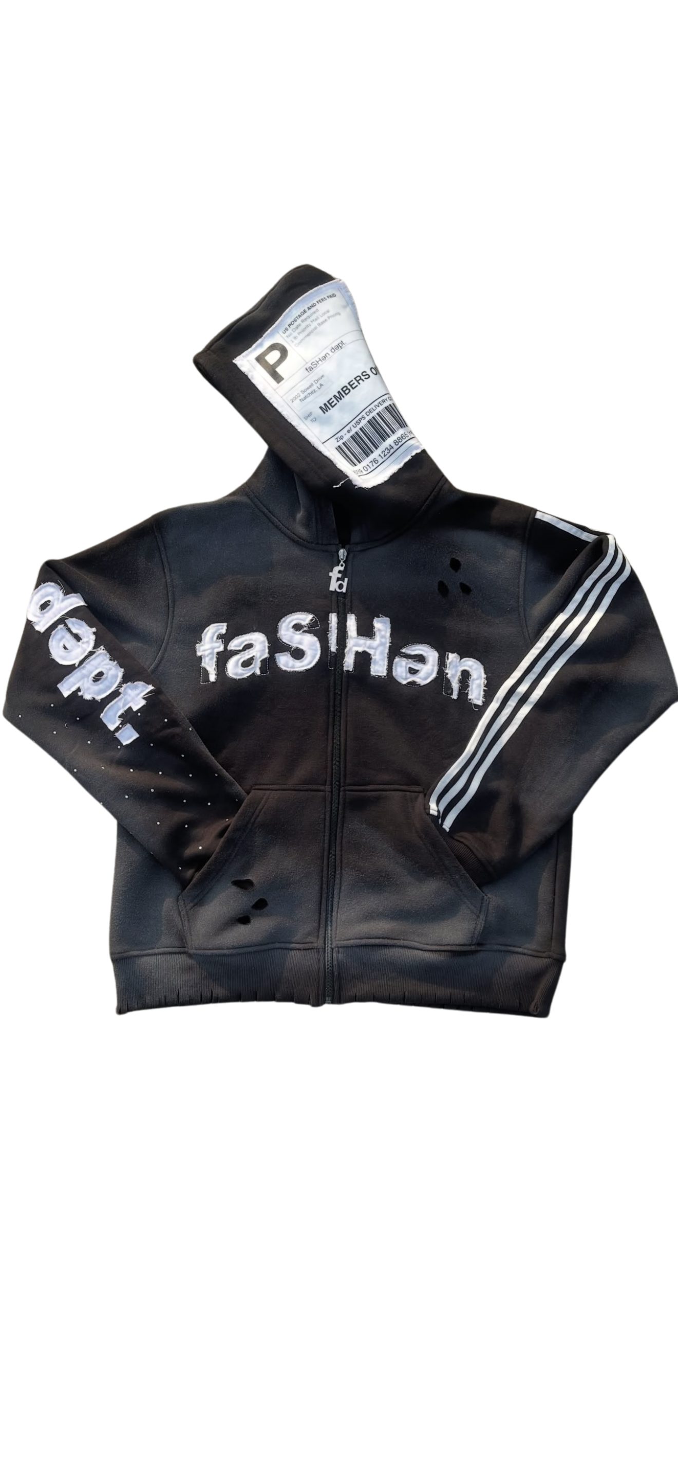 “Label zip-ups” Black